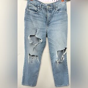 Good American Light Blue Distressed Boyfriend Jeans